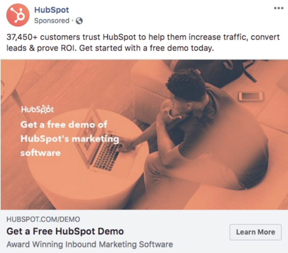 Example of an advert from Hubspot