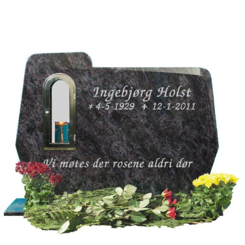 Nr 343. Blå gneis, helpolert, med lykt