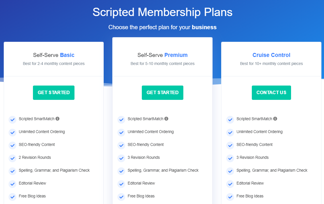 Scripted pricing plans