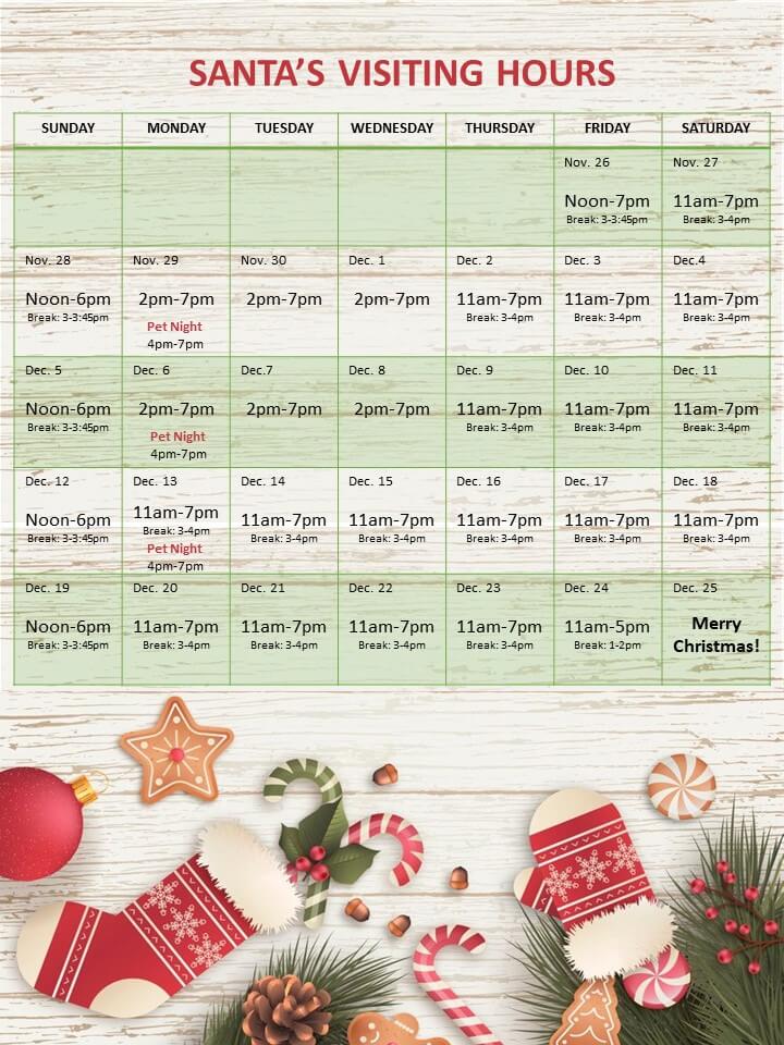 Santa Photo schedule