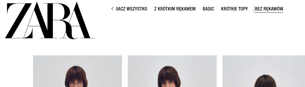 Nawigacja po kategoriach - Zara