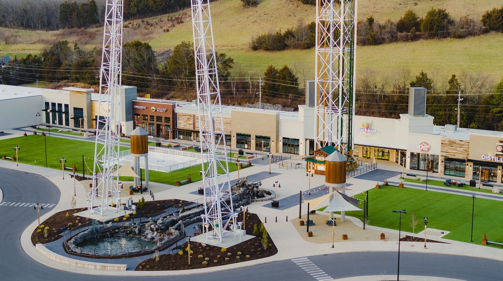 drone shot of the mountain mile in pigeon forge