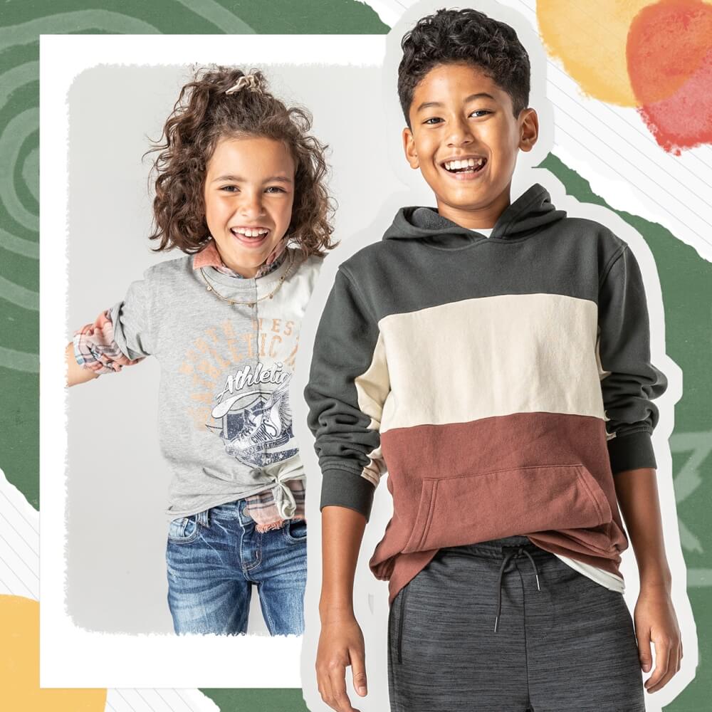 Two kids wearing Buckles styles