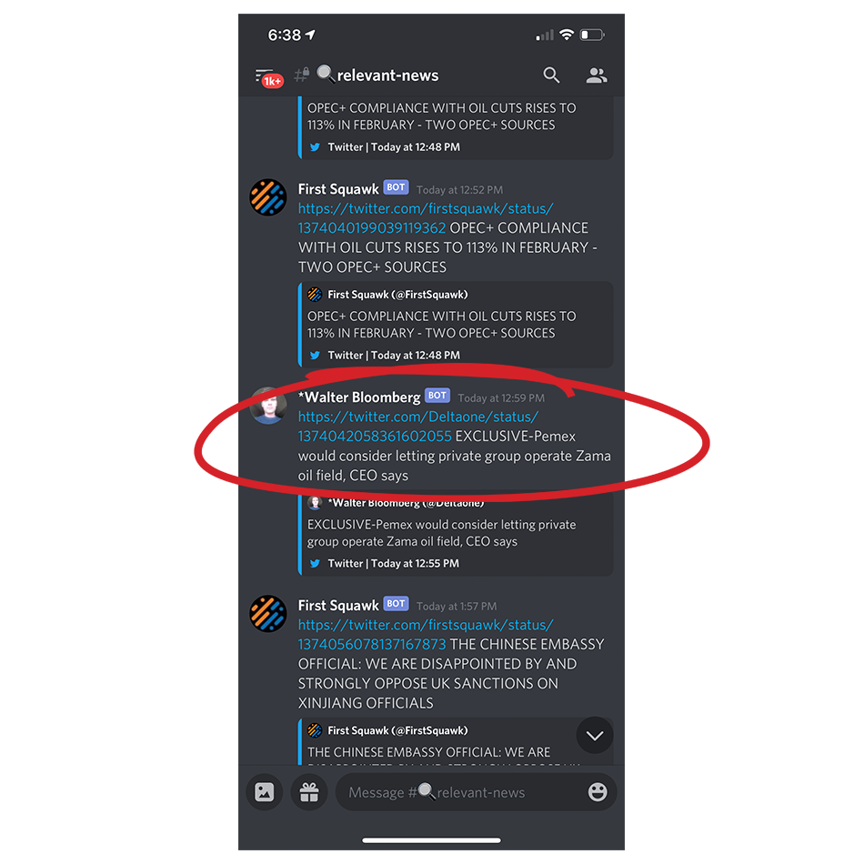 twitter feed chat about stock trading