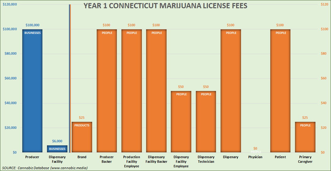 connecticut marijuana license fees chart year 1