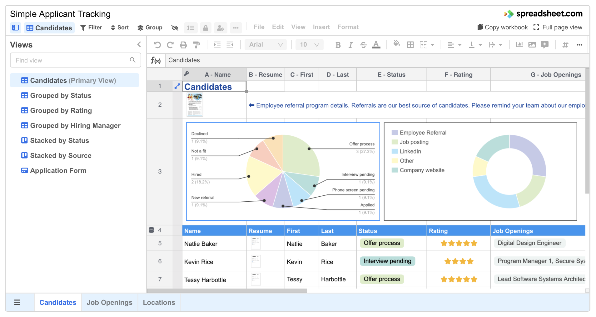 Application Tracking Template | Recruitment Pipeline Sheet