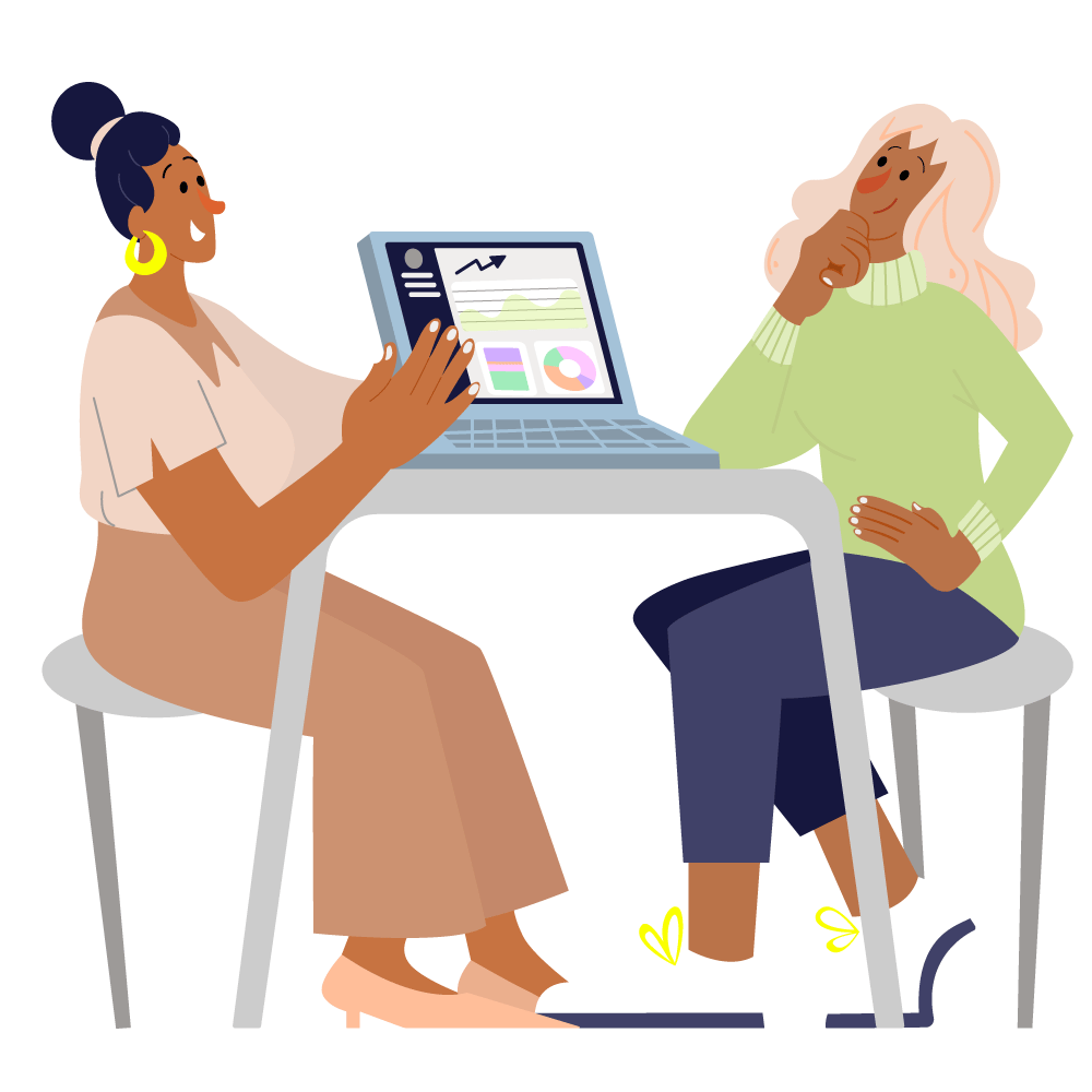 Two employees discuss their online ordering strategy using insights from their Cuboh analytics.