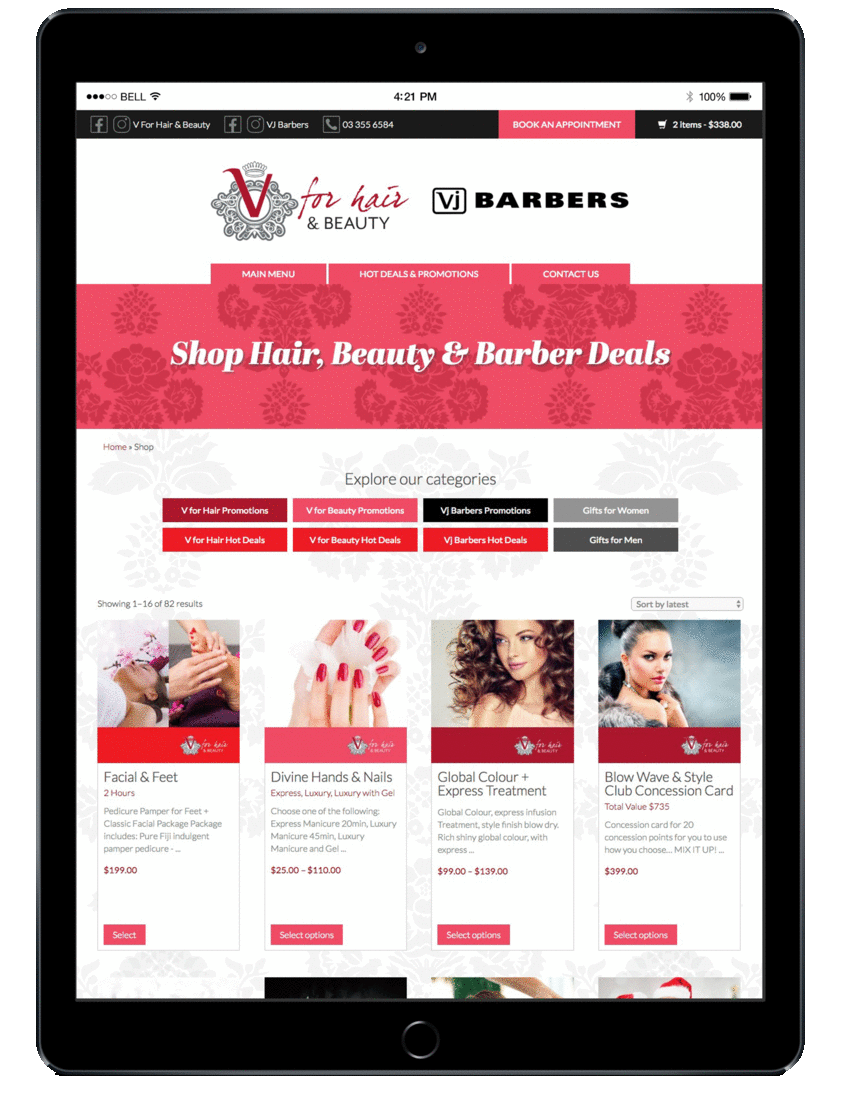 V for Hair and Beauty, Merivale - Online Shop
