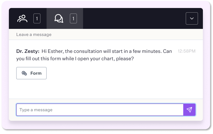 Telehealth software - live chat feature