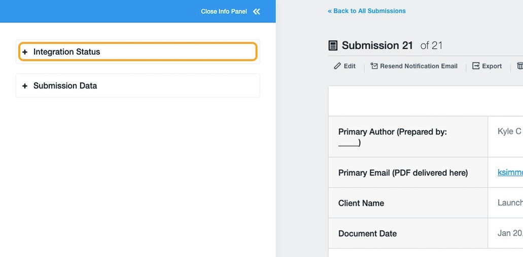 Click on Integration Status