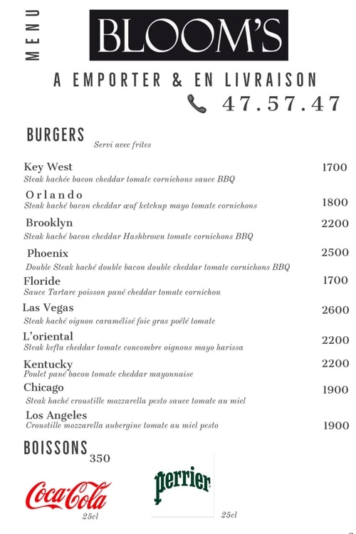 Blooms Consultez notre menu sur Miam.nc