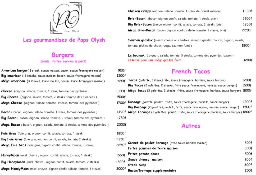 Les 2 Coqs - Consultez notre menu sur Miam.nc