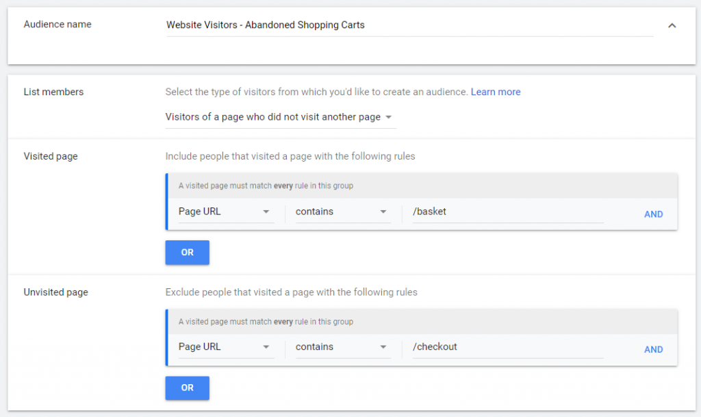 google shopping - remarketing list for search ads - abandoned cart audience