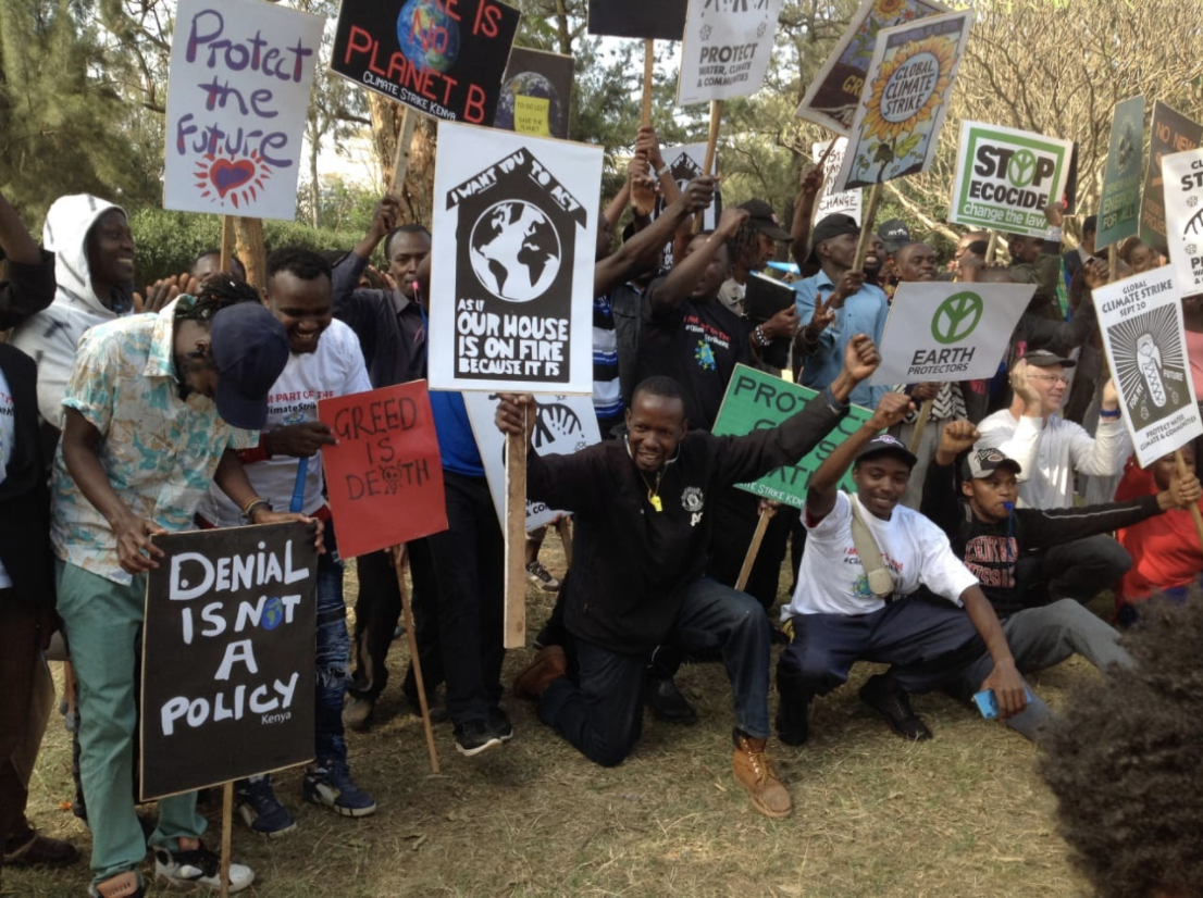 Members of the Kenyan Youth Biodiversity Network taking to the streets to demand for environmental justice.