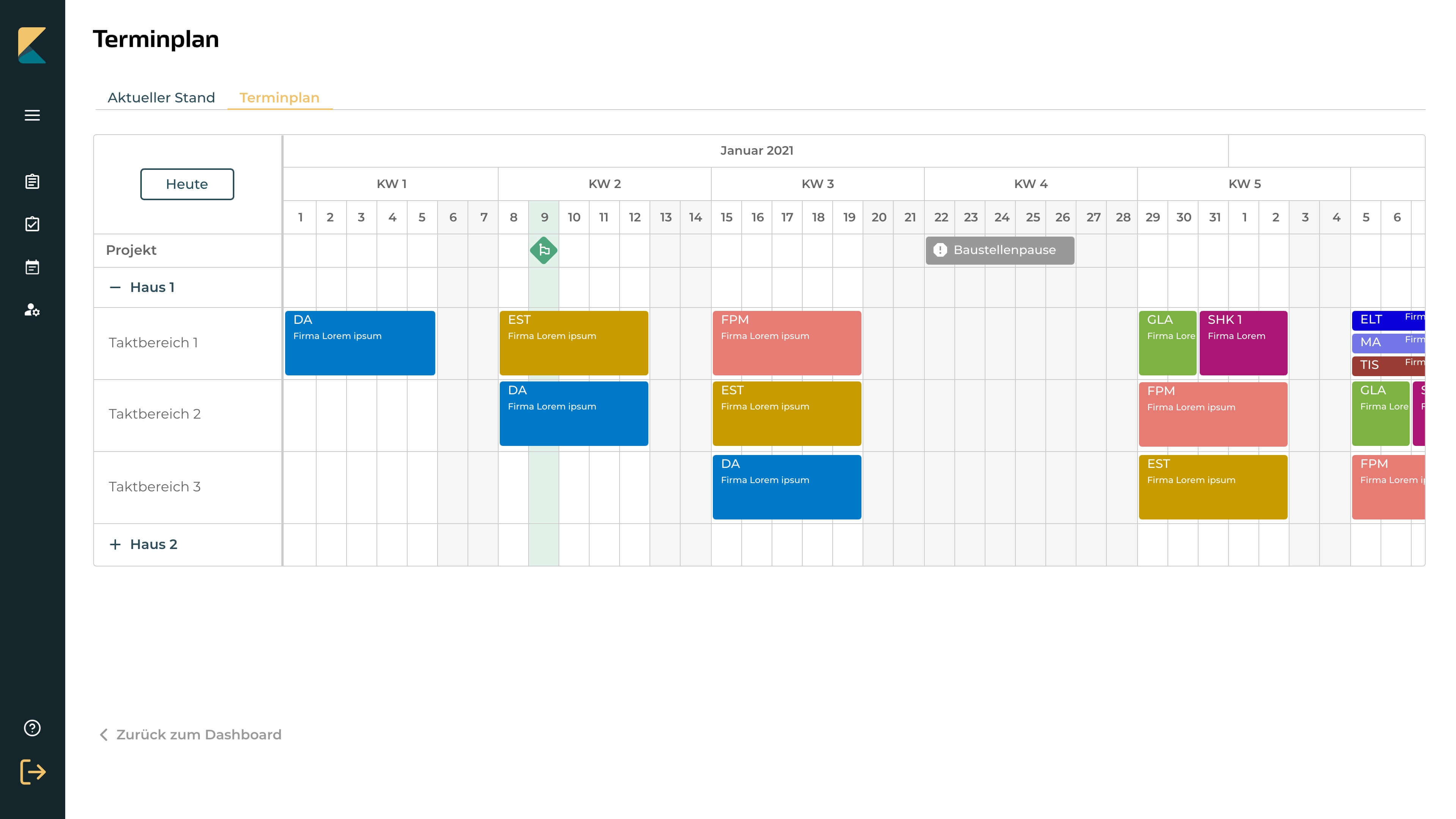 Visual Management im Bauzeitenplan