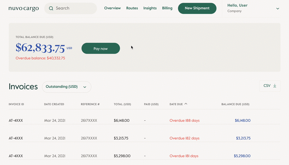 Nuvocargo billing platform
