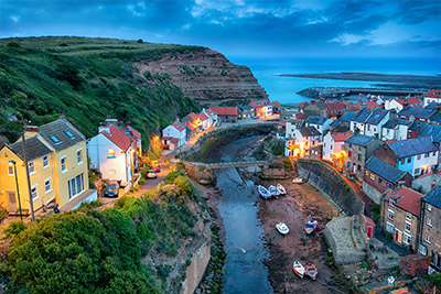 A classic view of Staithes from above the beck.