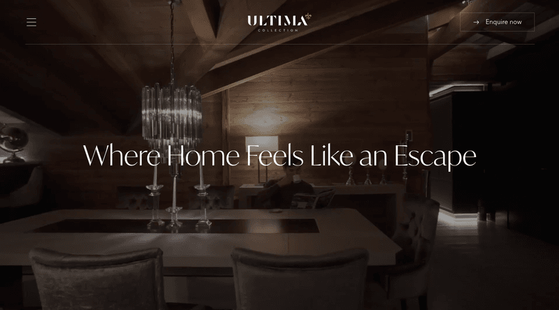 A hotel website with a hidden burger menu