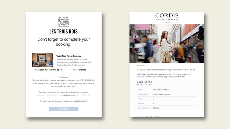 Saved search email examples for Les Trois Rois and Cordis Hong Kong
