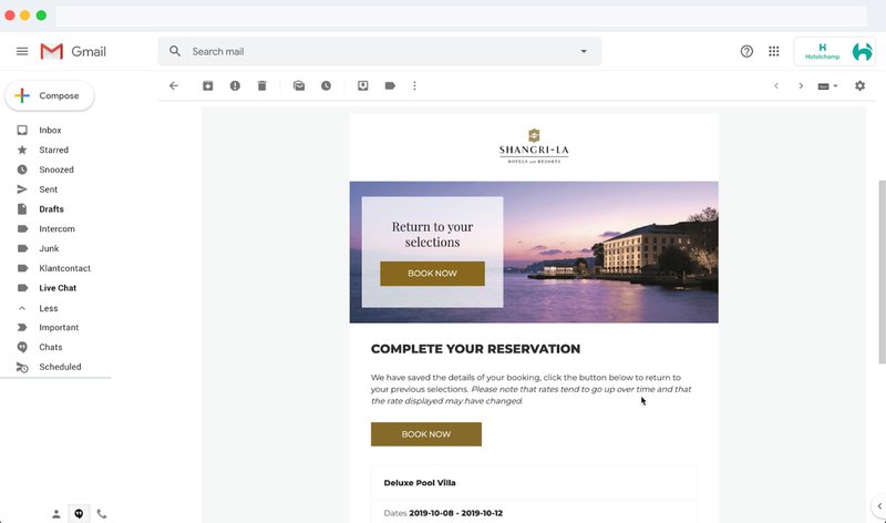 A saved search email in an email inbox