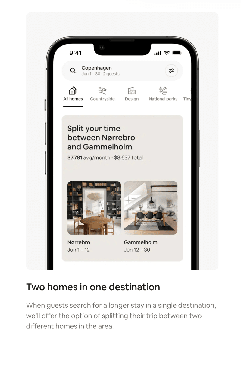 Airbnb now offers travellers an easier way to stay in multiple houses during a long stay.