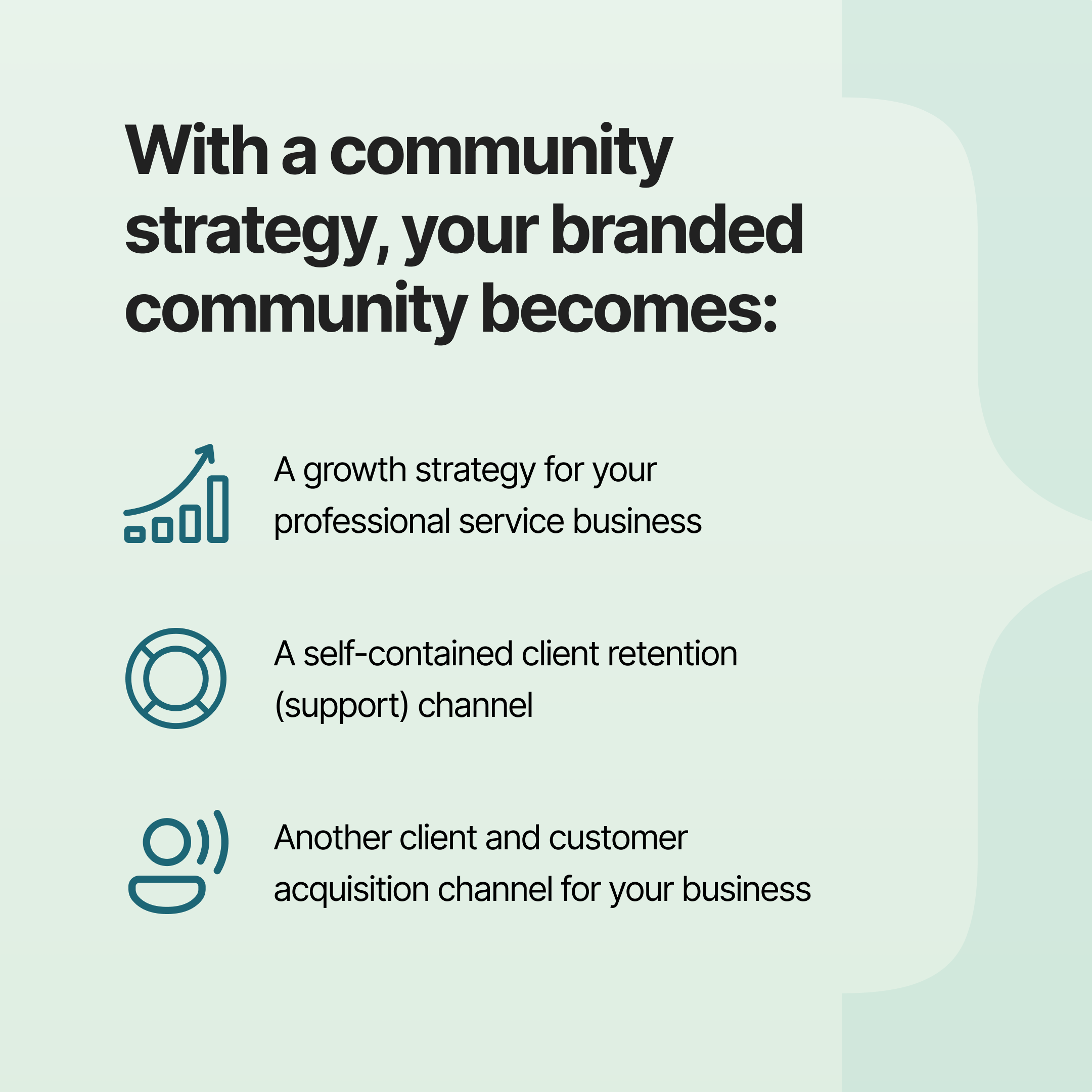 Community strategy equals client acquisition, support and growth strategy for your service business | Profi | community building business model strategy