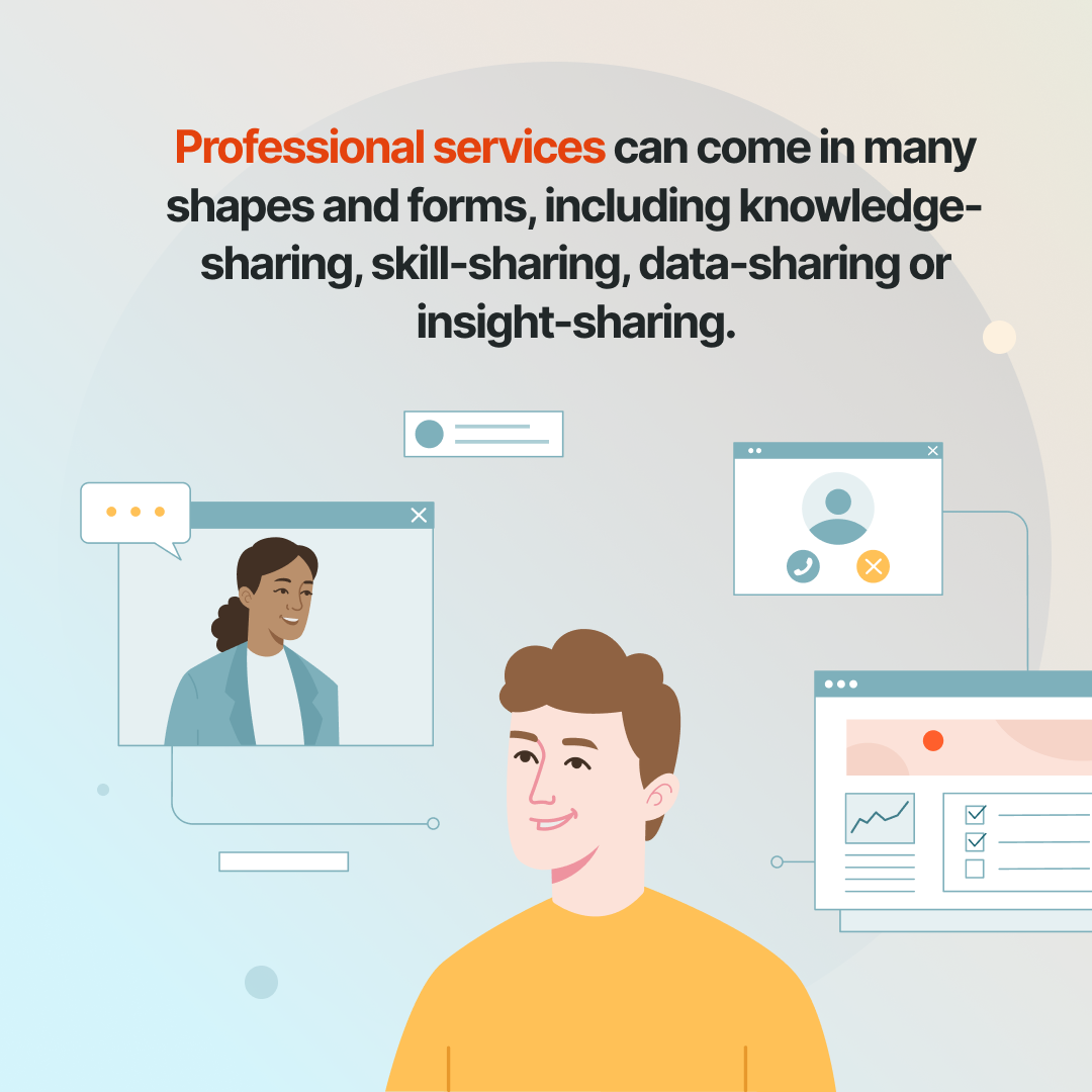 Illustration professional services shapes and forms: knowledge, skill, data or insight-sharing | Profi technology for consultancy firms