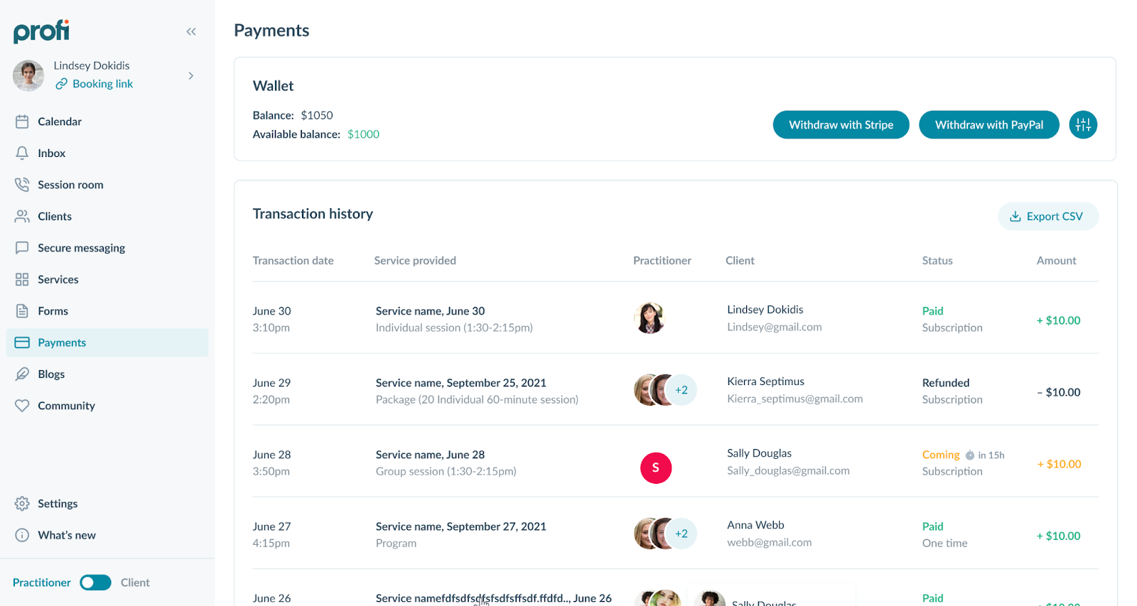 Trace Team Payments in your Profi Team Wallet