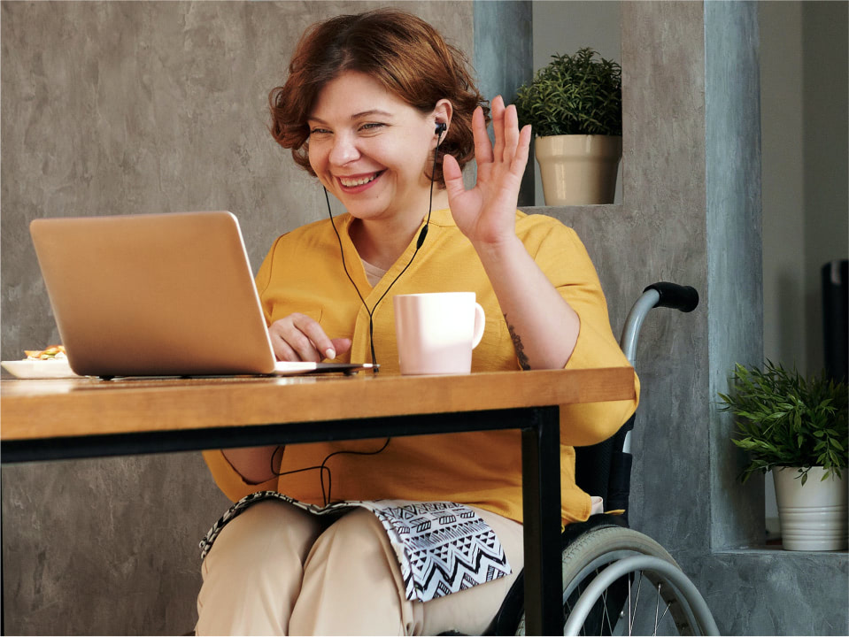 Physically impaired person working