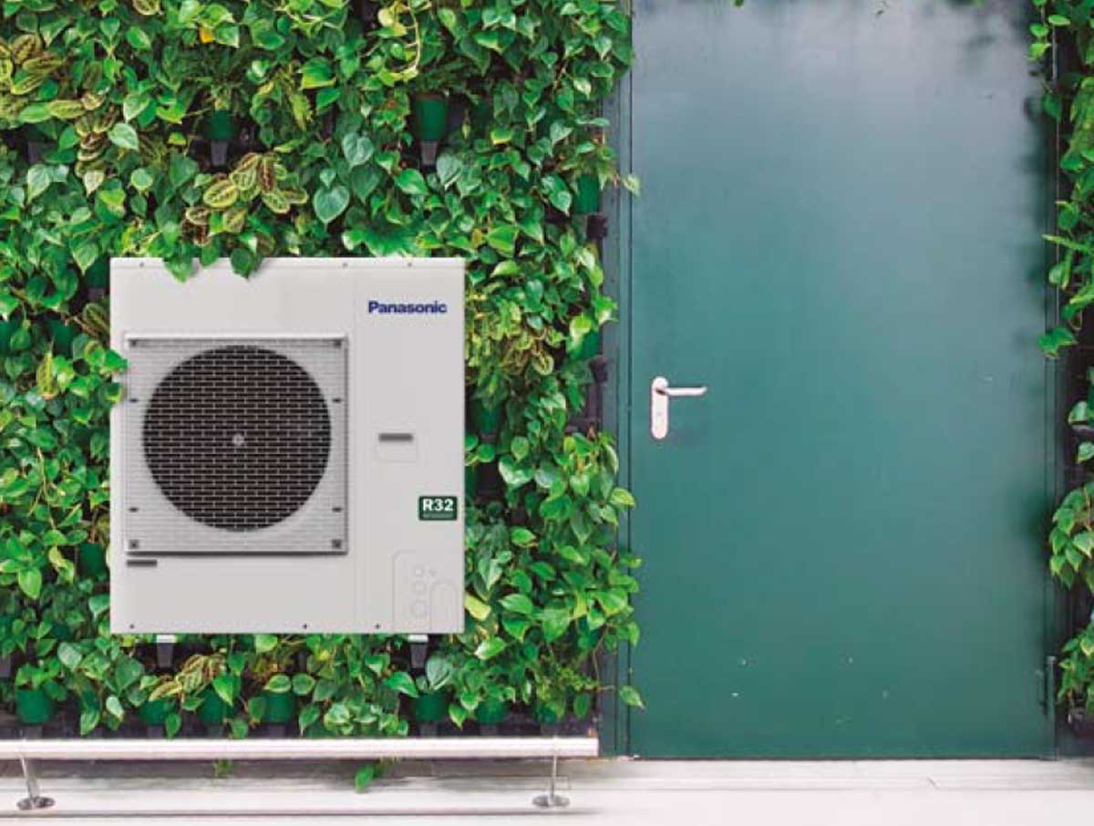 air conditioning unit on outside wall