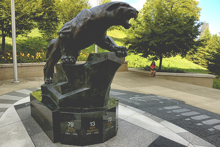 Photo of the Pitt Panther statue on the University of Pittsburgh Main Campus