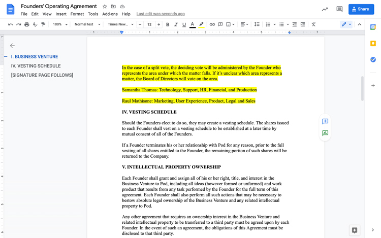 google docs screenshot