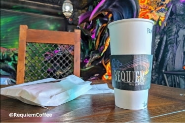 Cup of coffee at Requiem Coffee, Tea & Fantasy