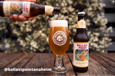 Ballast Point Brewing Co beer pouring in a glass