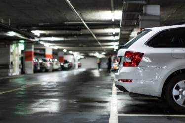Cars parked in a parking structure