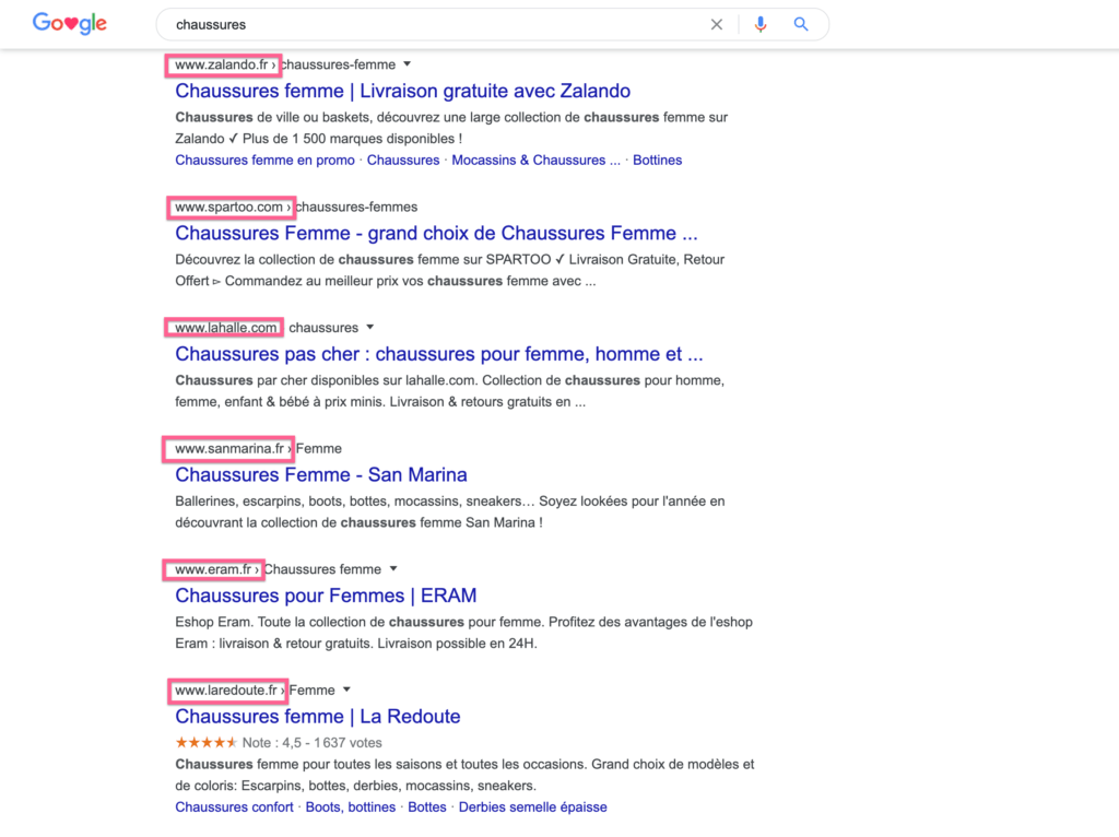 recherche chaussures google