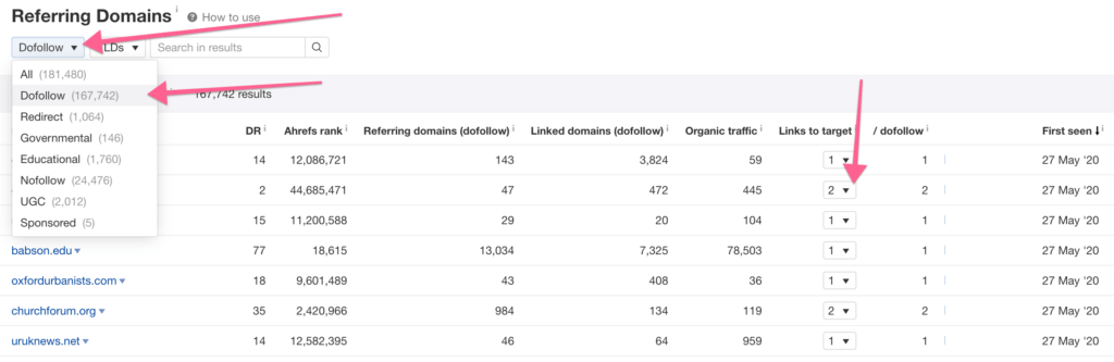 backlink concurrents