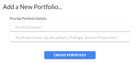 Quickly create a portfolio for all of your buildings.