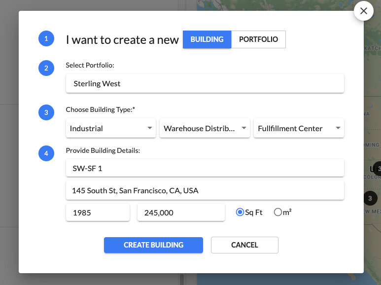 Create a new building profile within seconds.