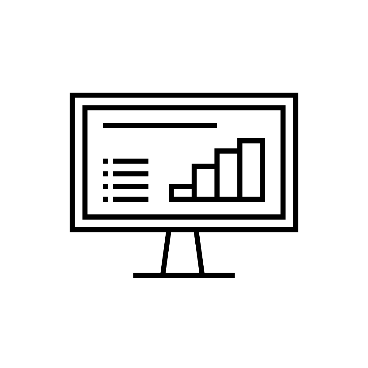 Dashboard graphs on a screen icon