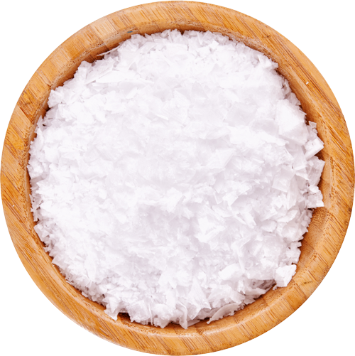 A Wooden Bowl of Cypress Salt Which Is One of the Ingredients In Sumi Shio Wagyu Beef Dry Rub