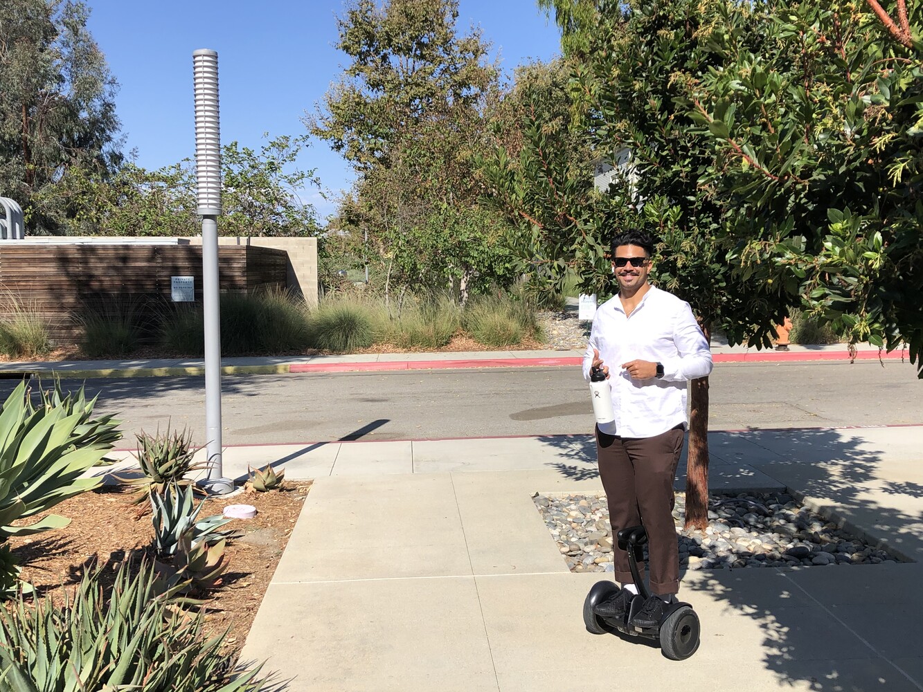 Jake riding on his segway.
