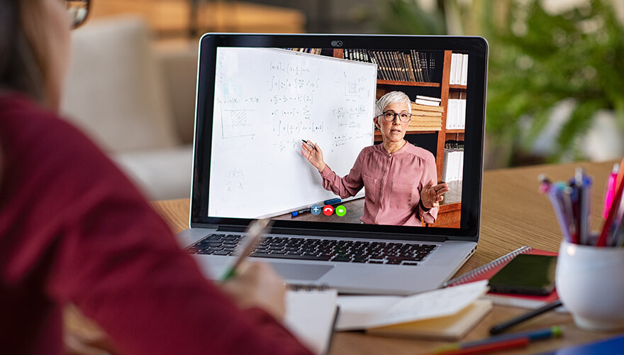 Person attending a webinar