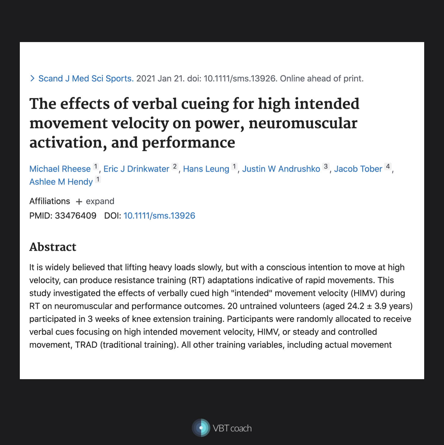 Velocity based training research paper