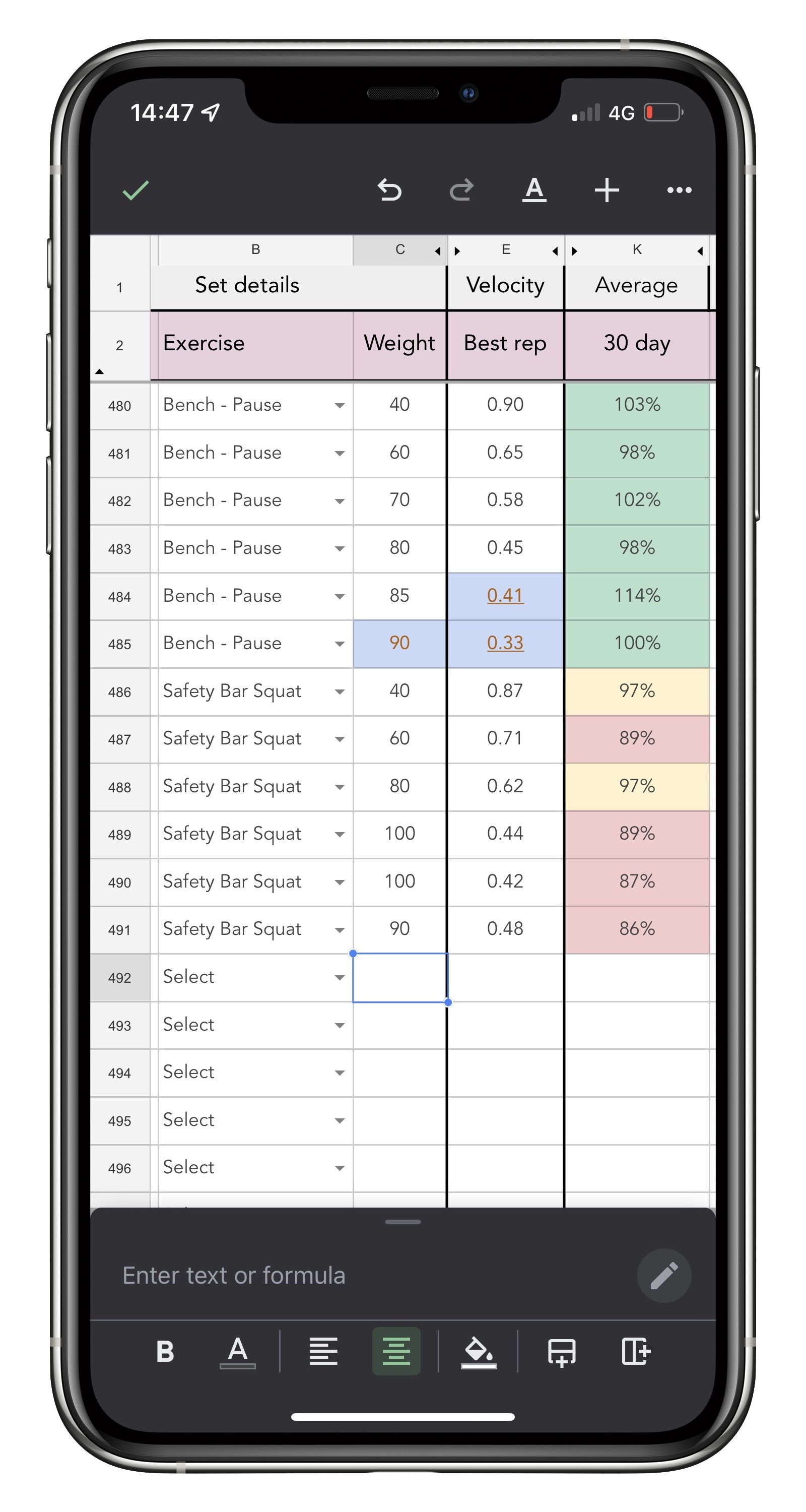 A Velocity Based Training program with data