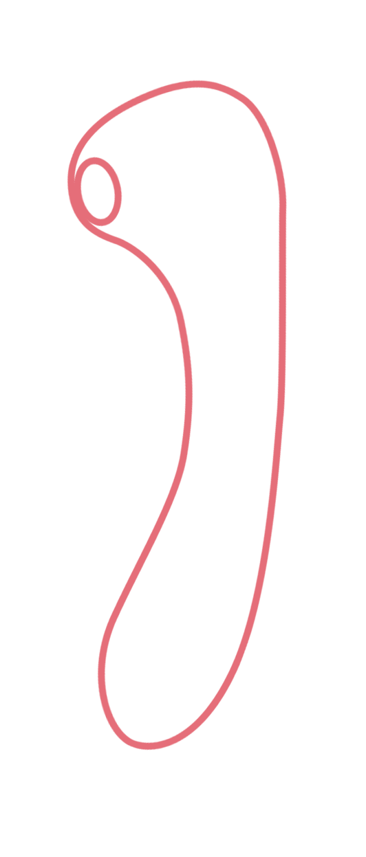 Sugador em formato de "P", com abertura para encaixe do clitóris