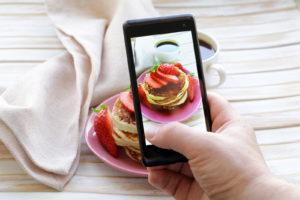 smartphone shot food photo - pancakes for breakfast with fresh