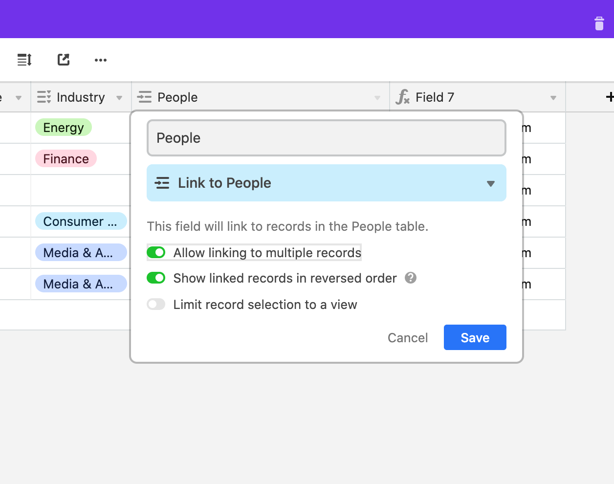 Airtable linked data