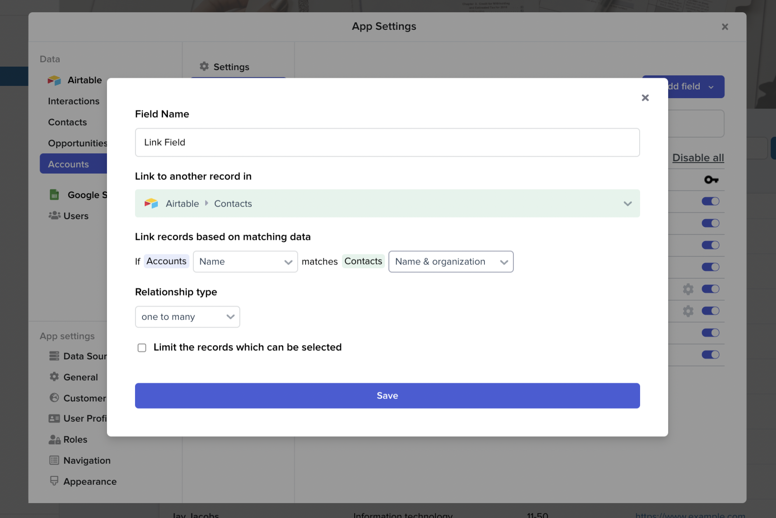 Creating links between tables in Stacker