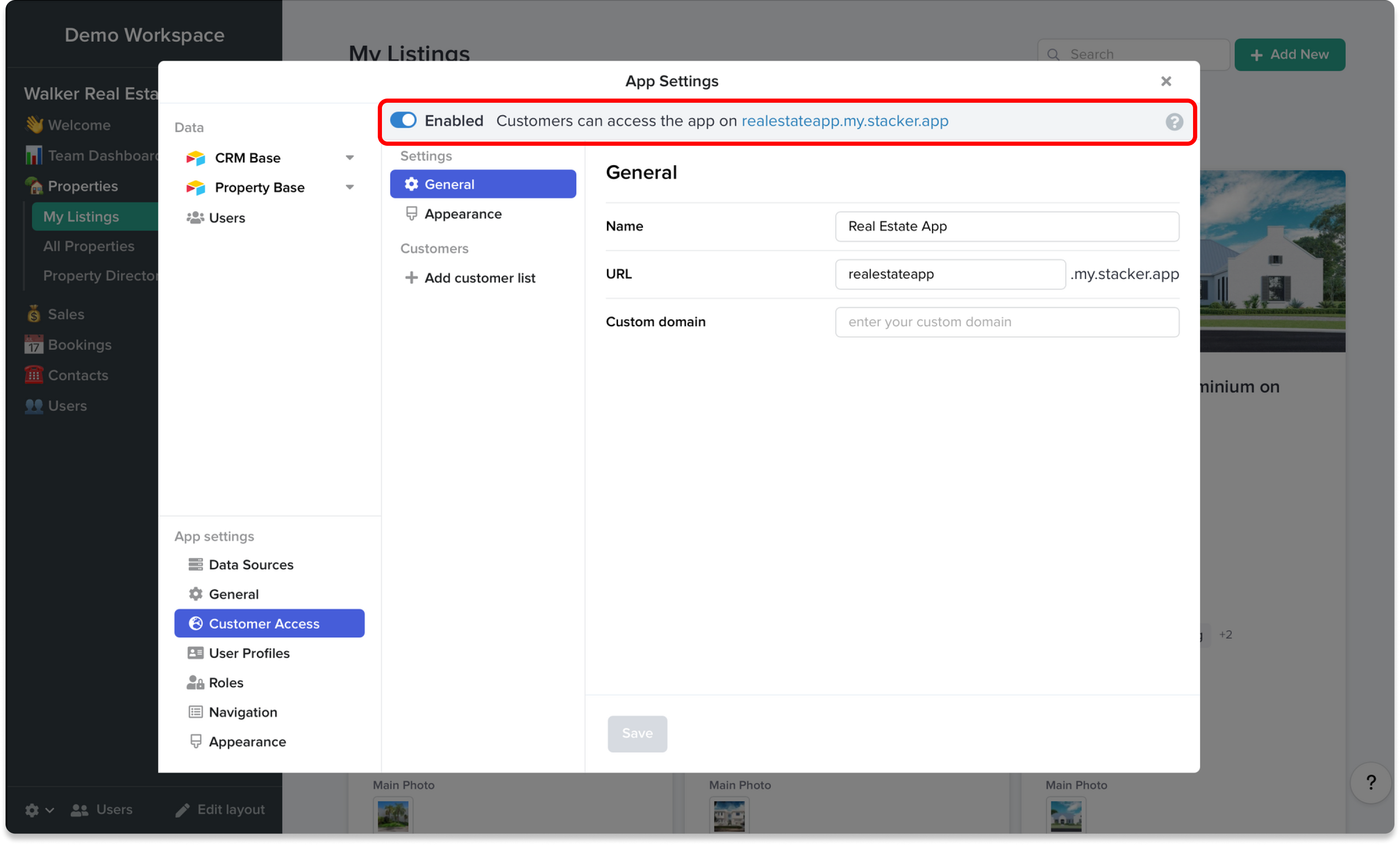 Enabling customer access in Stacker